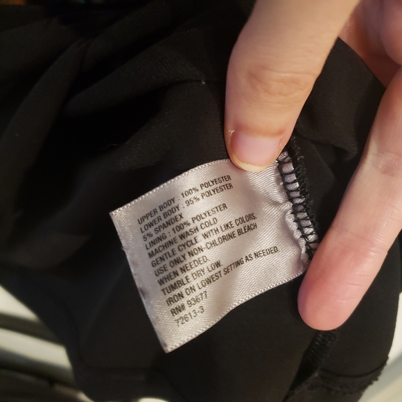 Black and teal blue split blouse sleeve top Worthington Small - Picture 5 of 5